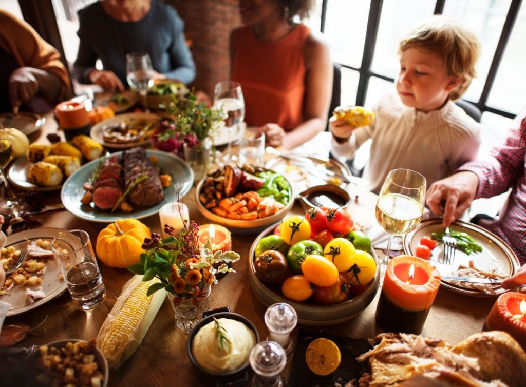 Grateful for the support - thanksgiving table filled with food.