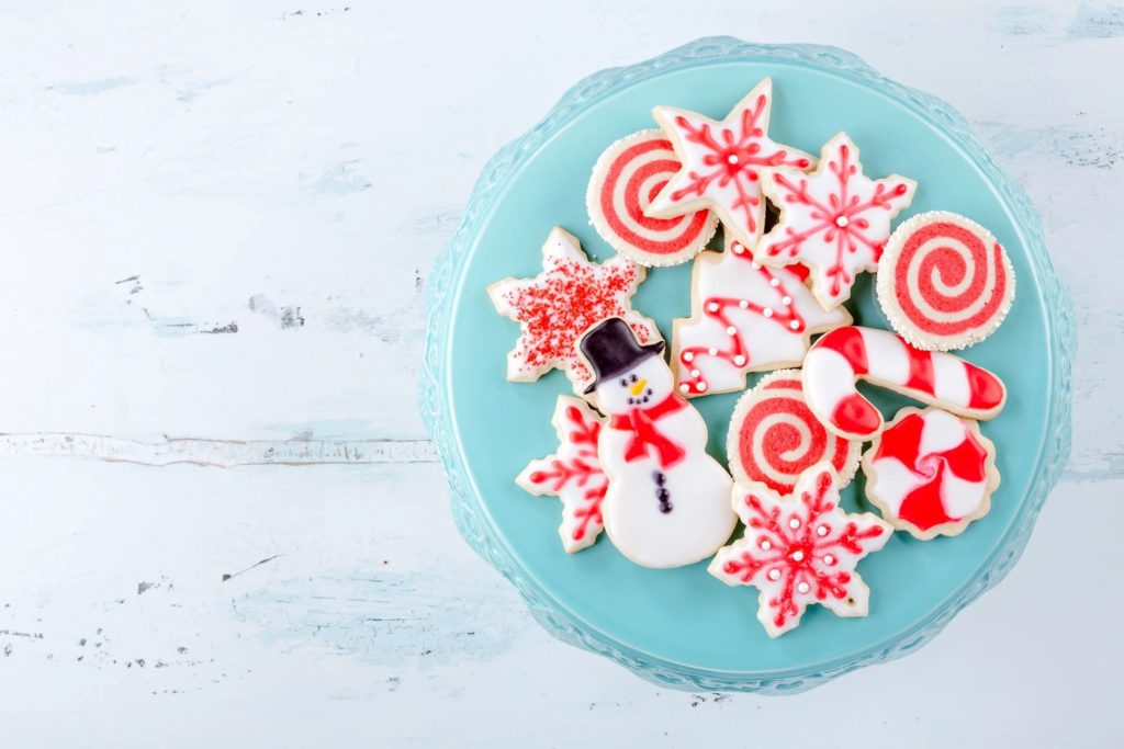 Holiday mental load - a plate of festive holiday cookies.